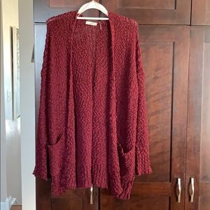 Burgundy Popcorn Cardigan